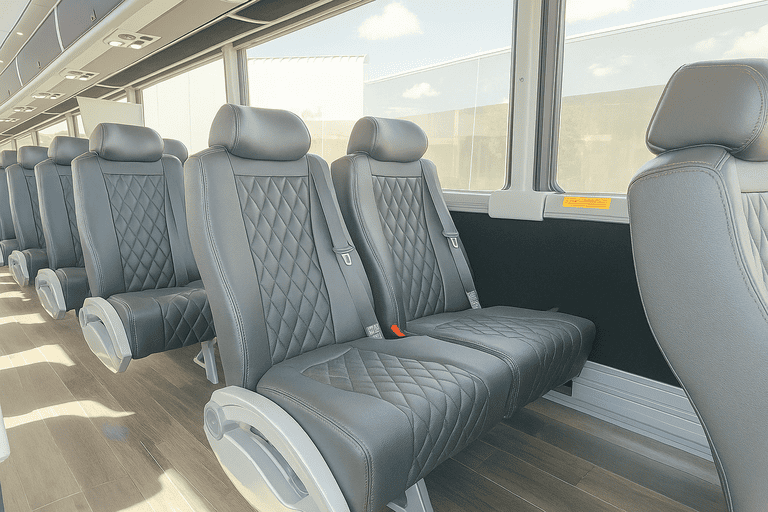 interior of San Rafael Coach Bus Service charter bus