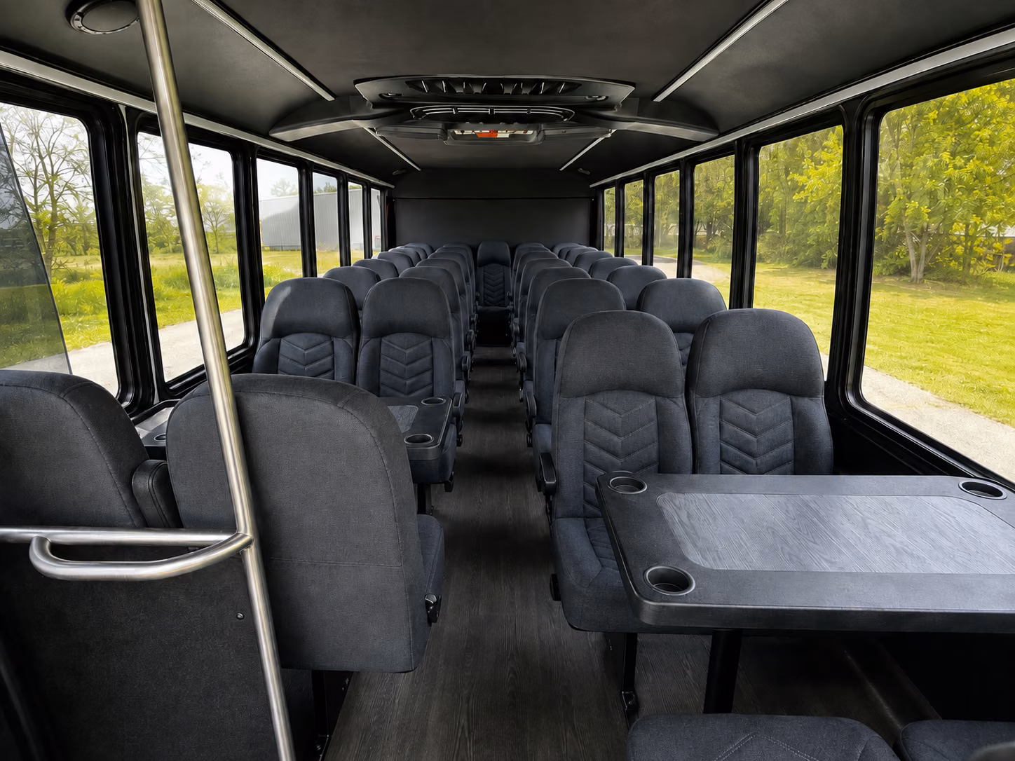 minibuses for smaller concert groups heading across the bay