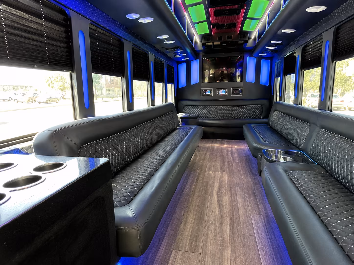 san rafael 15 passenger party bus inside