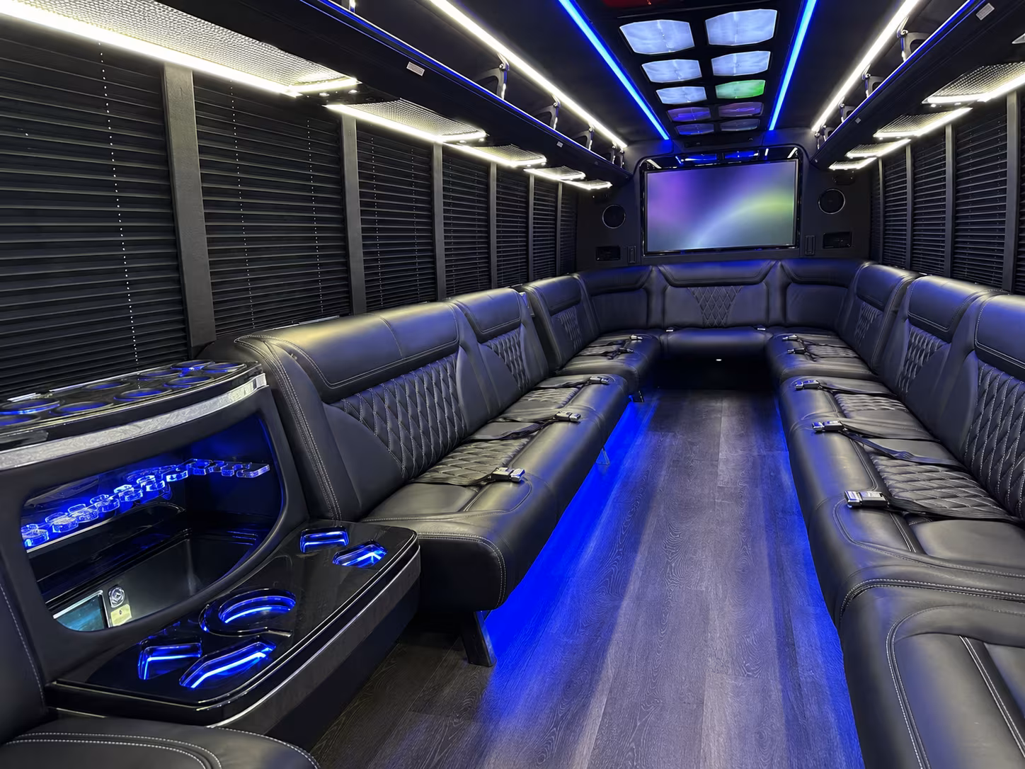 san rafael 20 passenger party bus inside