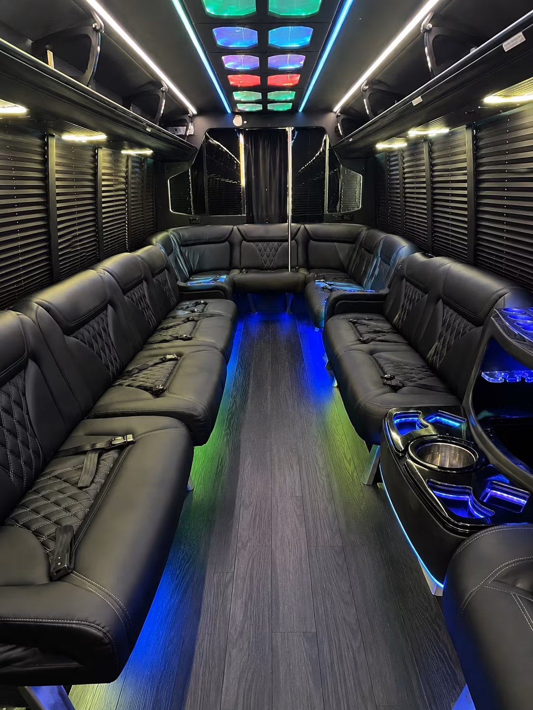san rafael 20 passenger party bus interior