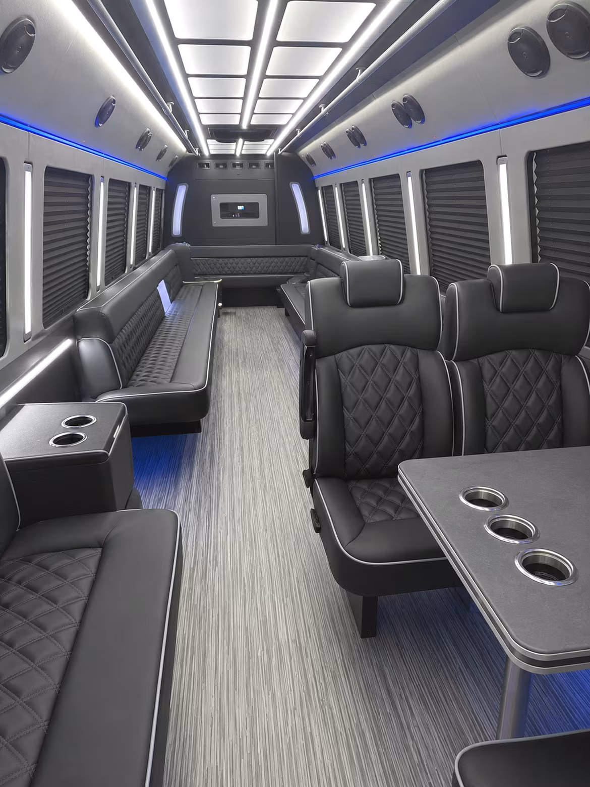 san rafael 25 passenger party bus inside
