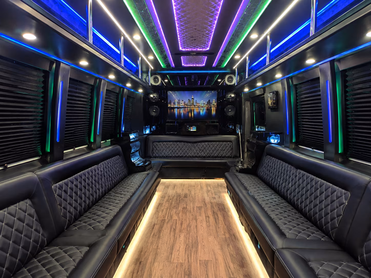 san rafael 25 passenger party bus interior