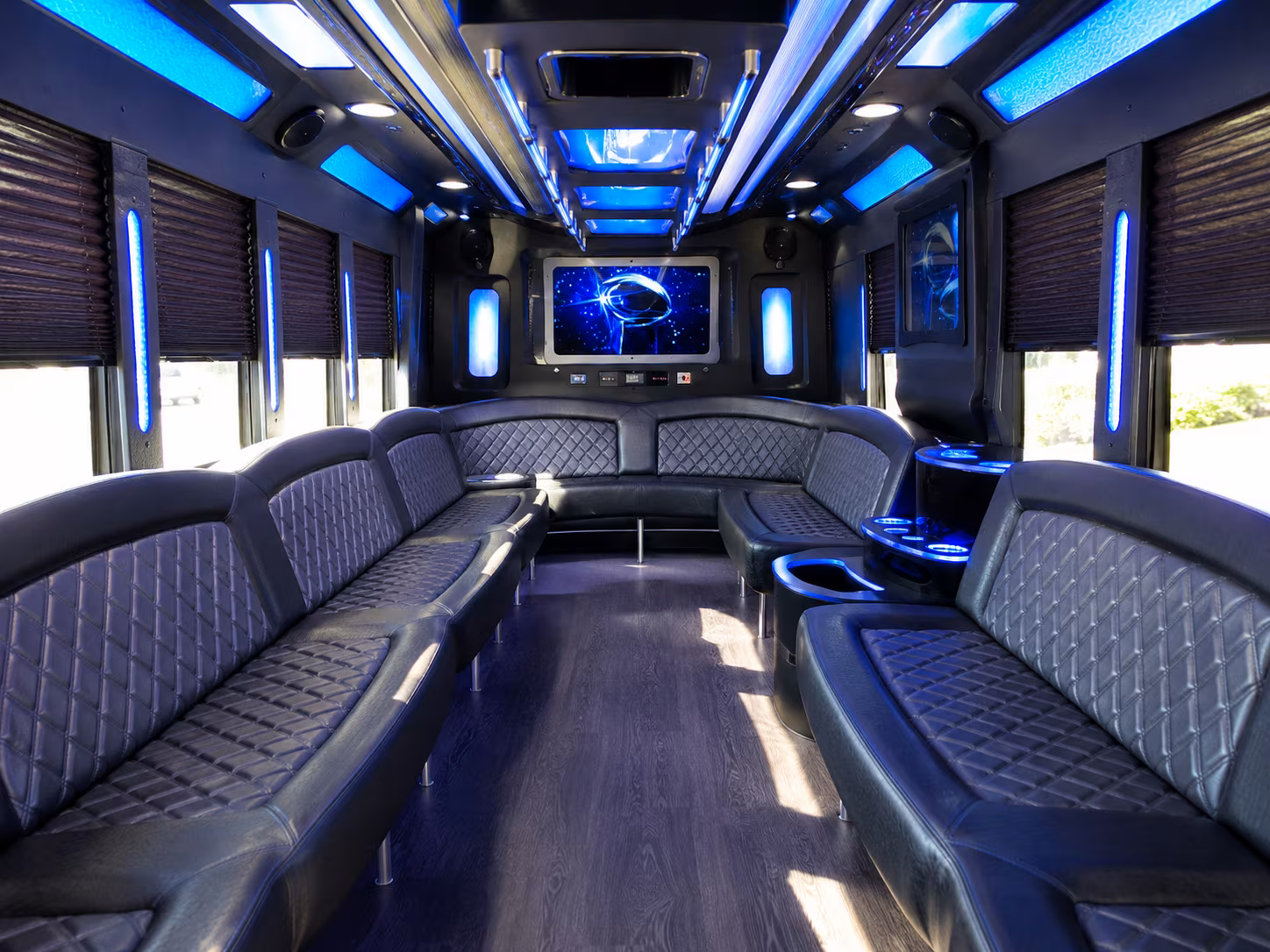 san rafael 28 passenger party bus inside