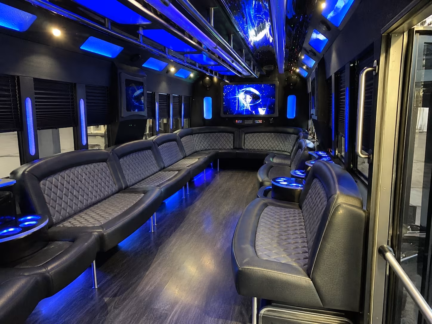 san rafael 28 passenger party bus interior