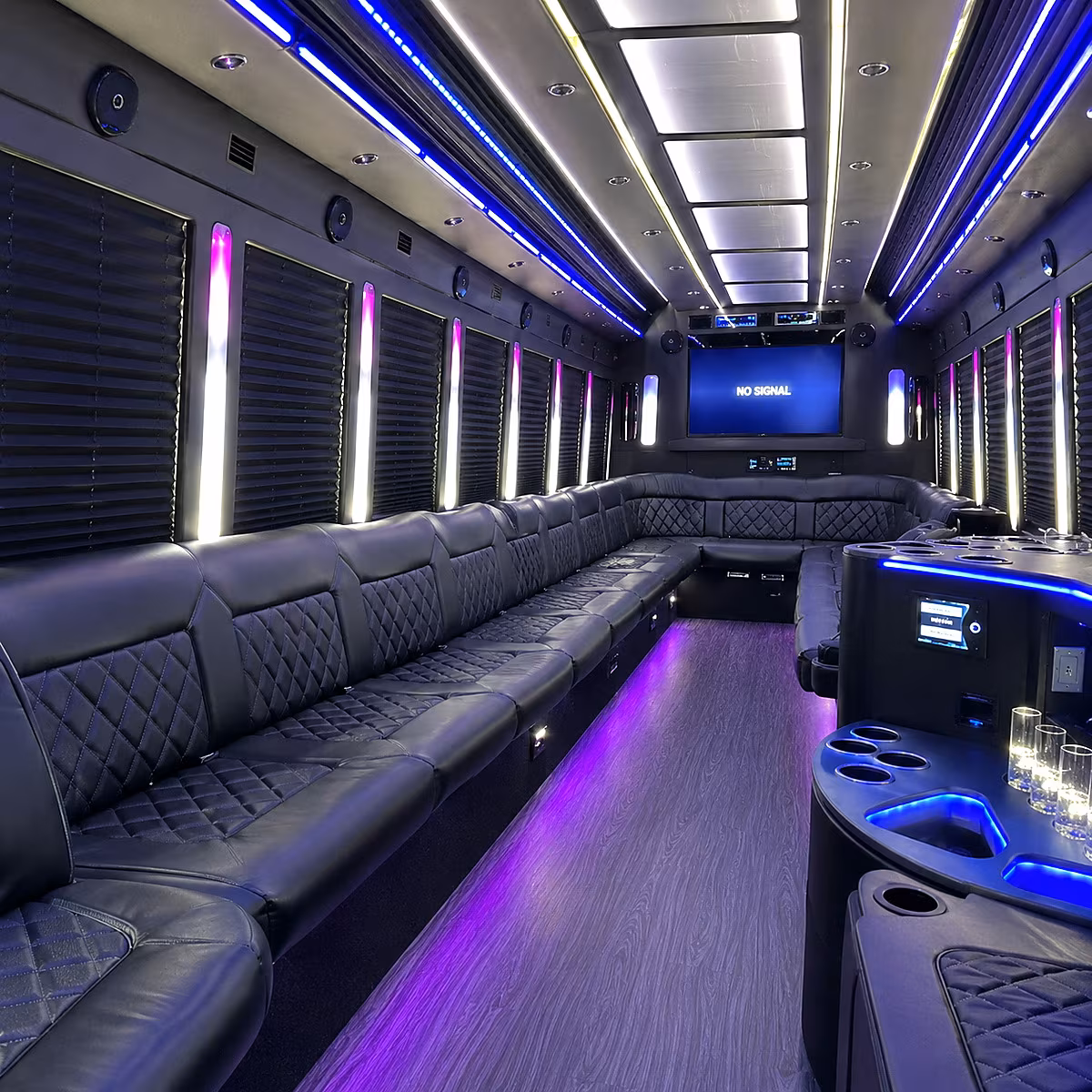 san rafael 30 passenger party bus inside