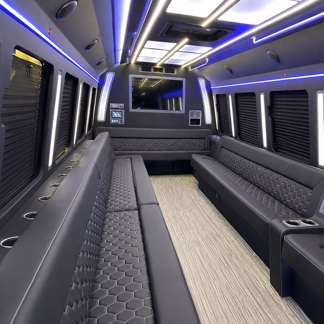 san rafael 40 passenger party bus inside