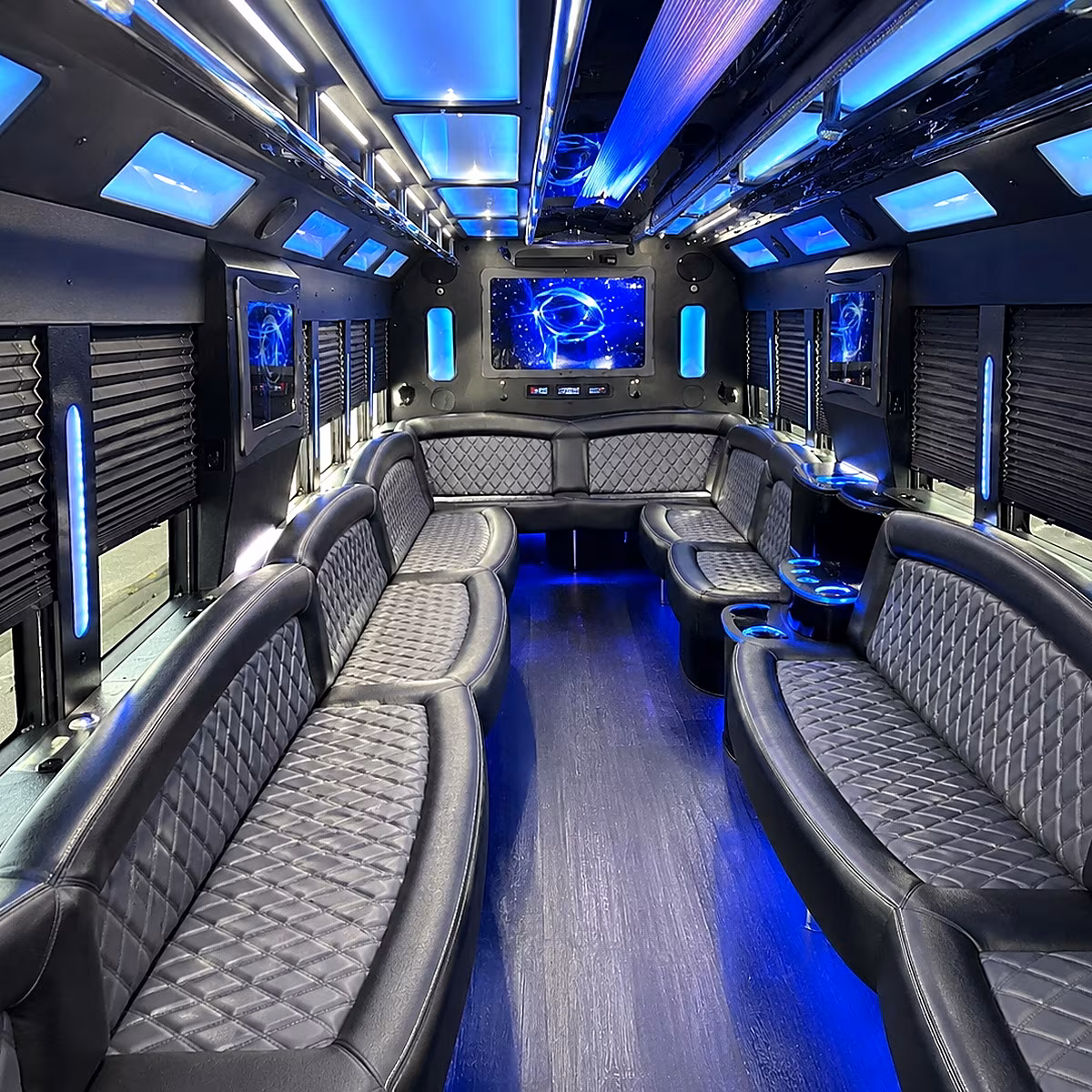 san rafael 50 passenger party bus interior